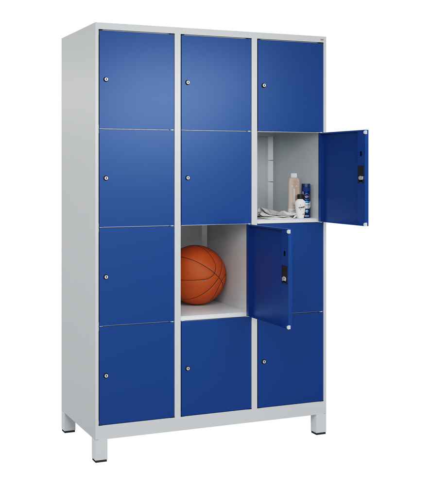 C+P lockerkast Cabo op poten, 12 vakken, 1200 x 500 x 1950 mm, grijs/blauw - 3