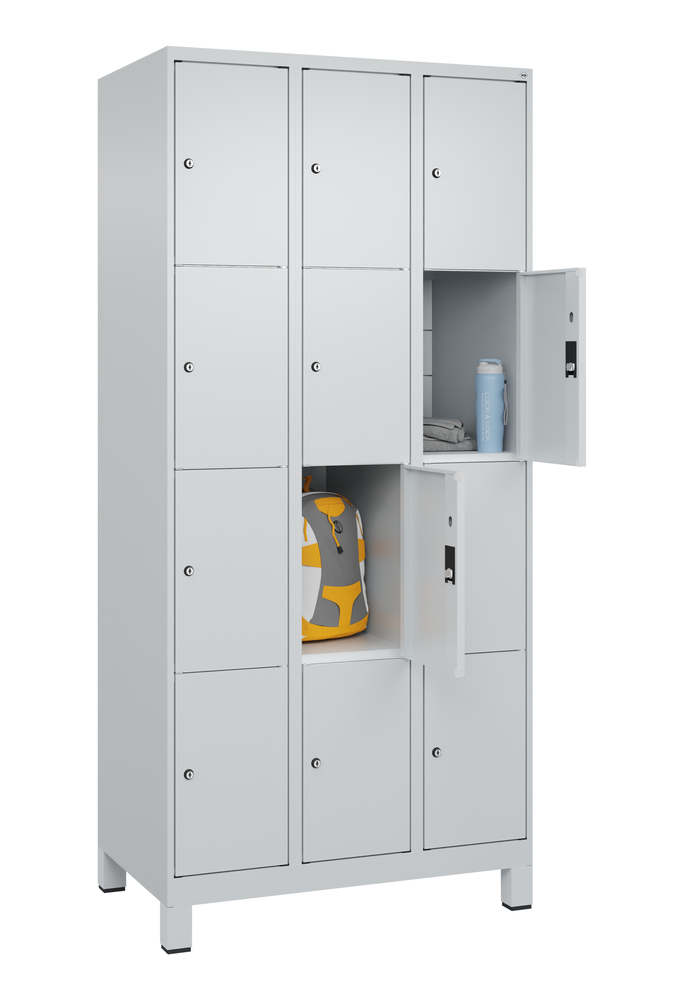 C+P lockerkast Cabo op poten, 12 vakken, 900 x 500 x 1950 mm, grijs/grijs - 3