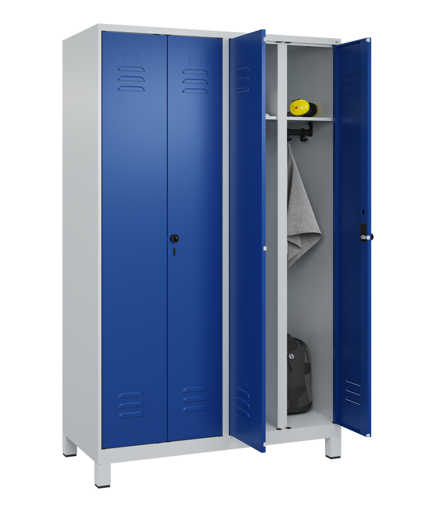 Šatňová skriňa C+P Cabo, dvere oproti sebe, 1200 x 500 x 1950 mm, nožičky, sivo-modrá - 3