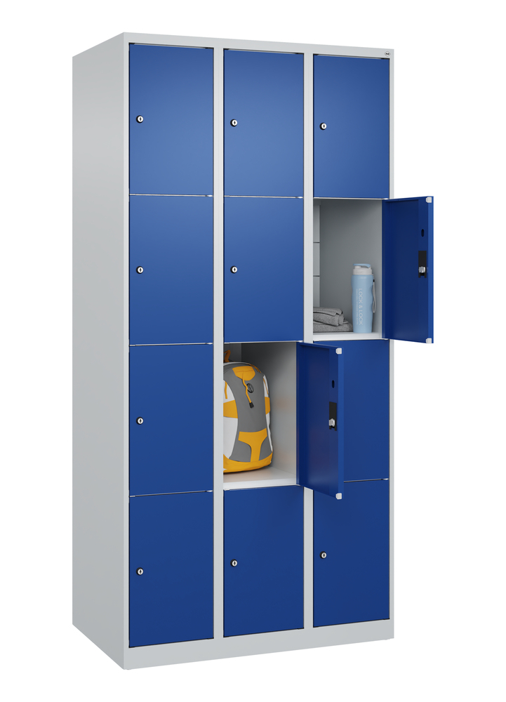 C+P Kleiderschrank Cabo, 4 Fächer übereiander, 900 x 500 x 1850 mm, Türen blau, bodenstehend - 3