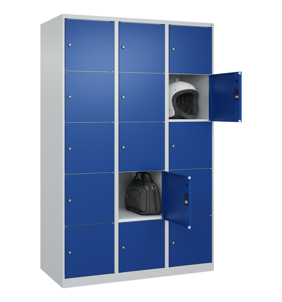 C+P lockerkast Cabo, 5 vakken boven elkaar, 1200 x 500 x 1850 mm, grijs/blauw, vloerstaand - 3