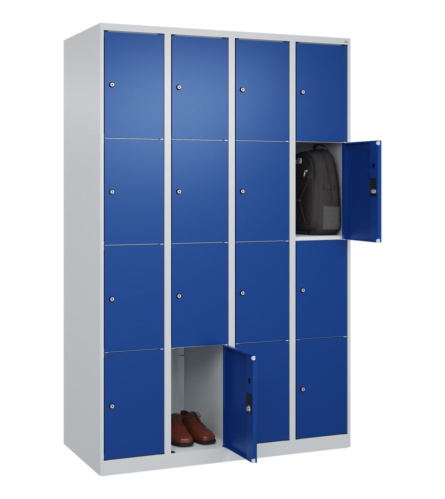 C+P lockerkast Cabo, 4 vakken boven elkaar, 1200 x 500 x 1850 mm, deuren blauw, vloerstaand - 3