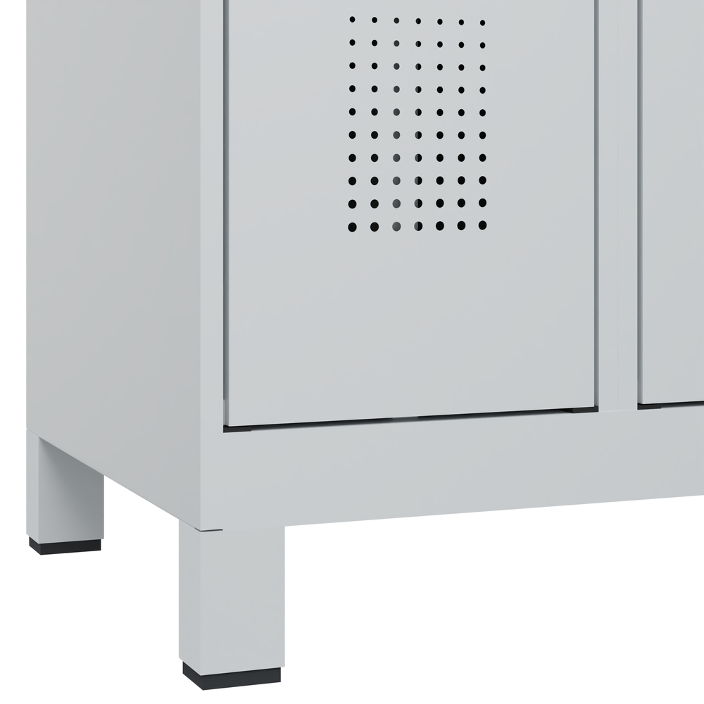 C+P Cabo-Plus double clothes locker, feet, 4 compartments, 600 x 500 x 1950 mm, grey - 4