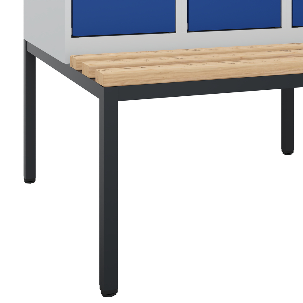 Locker Cabo-Plus with bench seat, 2 compartments, W 600, D 500/815, H 2090 mm, grey/blue - 4