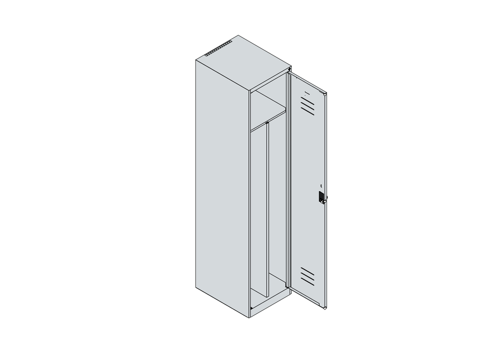 C+P Kleiderspind mit schwarz/weiß Trennung, 1 Abteil, 400 x 500 x 1850 mm - 4