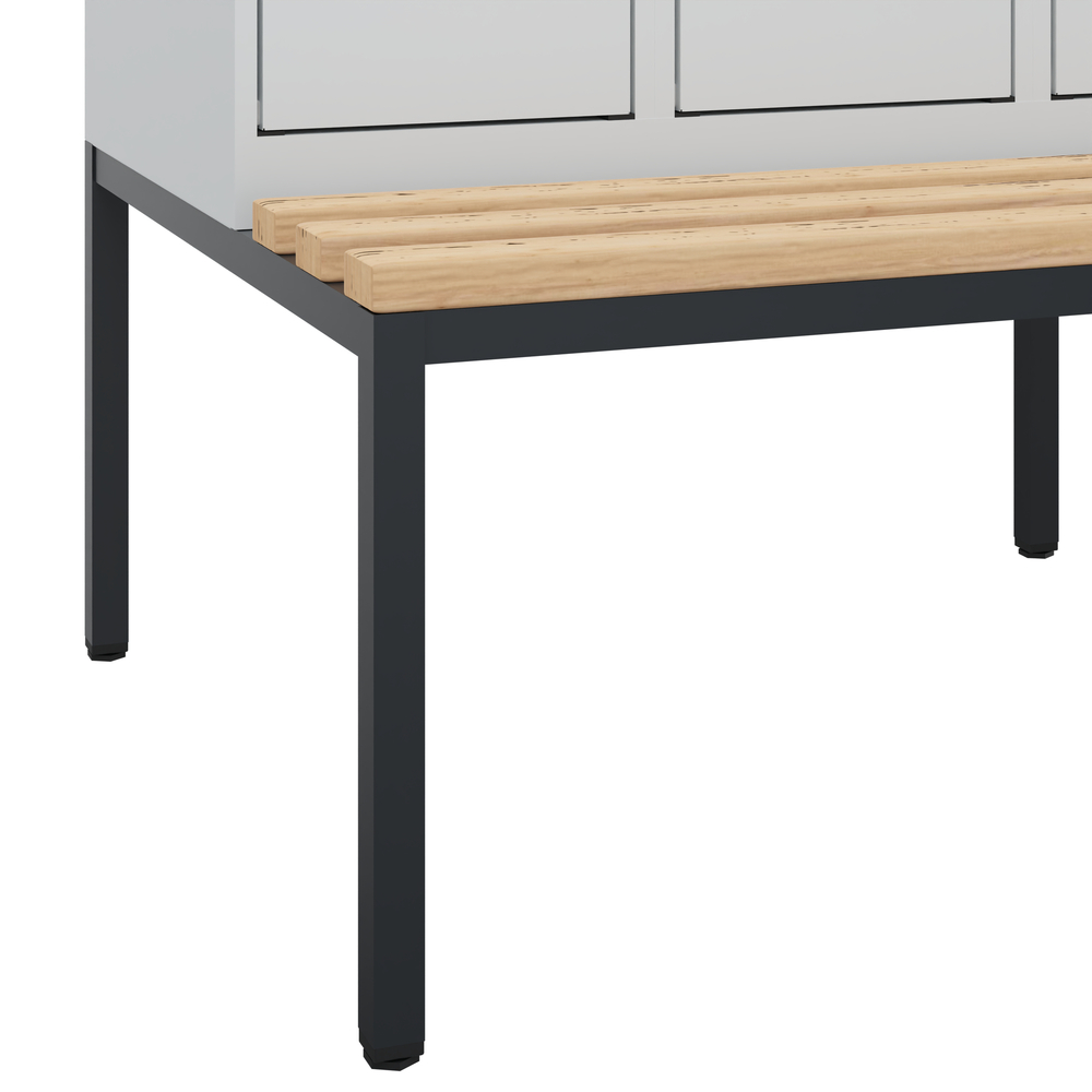 C+P Cabo-Plus double clothes locker, bench seat, 8 compartments, 1200 x 2120 mm, grey - 4