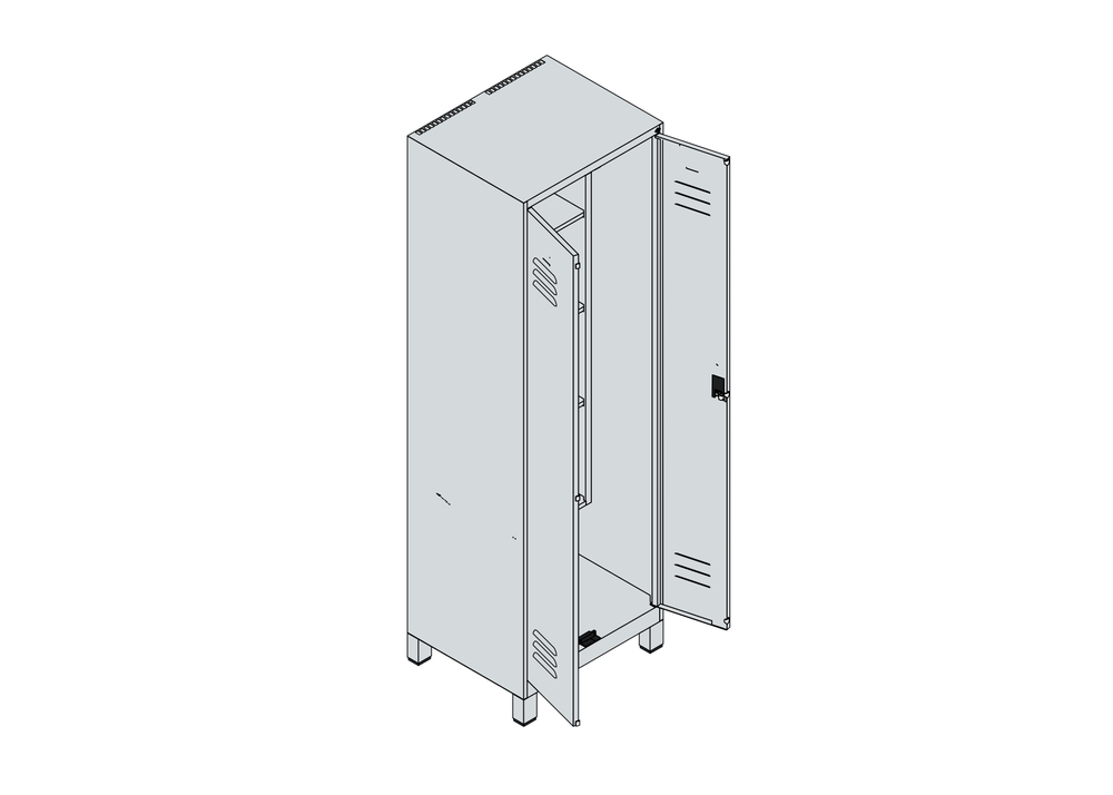 C+P Putzmittelschrank Cabo 4 Einlegeb., Schiebehaken, 610 x 500 x 1950 mm, Füße, grau/blau - 4