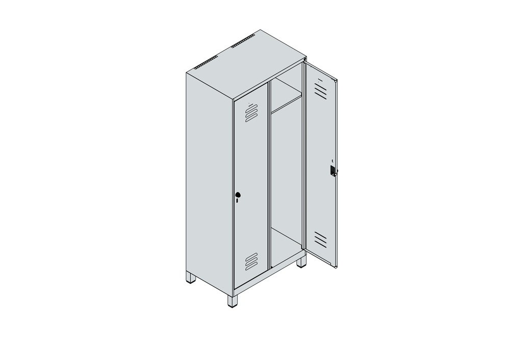 C+P Kleidersspind Cabo, 2 Abteile, 810 x 500 x 1950, mit Füßen, grau - 4