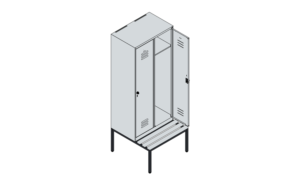 C+P Cabo öltözőszekrény paddal, 2 rész, 810 x 500/815 x 2120 mm, szürke/szürke - 4