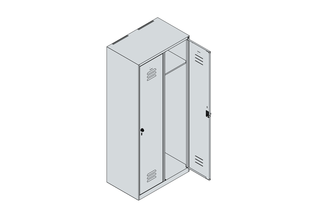 C+P Kleiderspind Cabo, 2 Abteile, 800 x 500 x 1850 mm, Türen blau, bodenstehend - 4