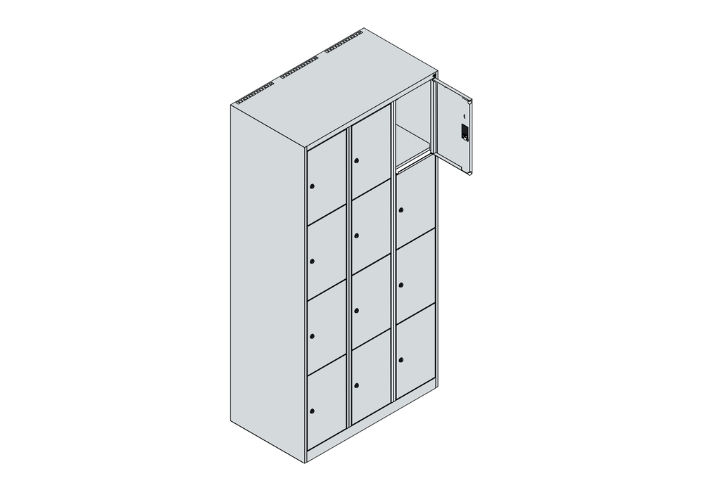 C+P Kleiderschrank Cabo, 4 Fächer übereiander, 900 x 500 x 1850 mm, Türen blau, bodenstehend - 4