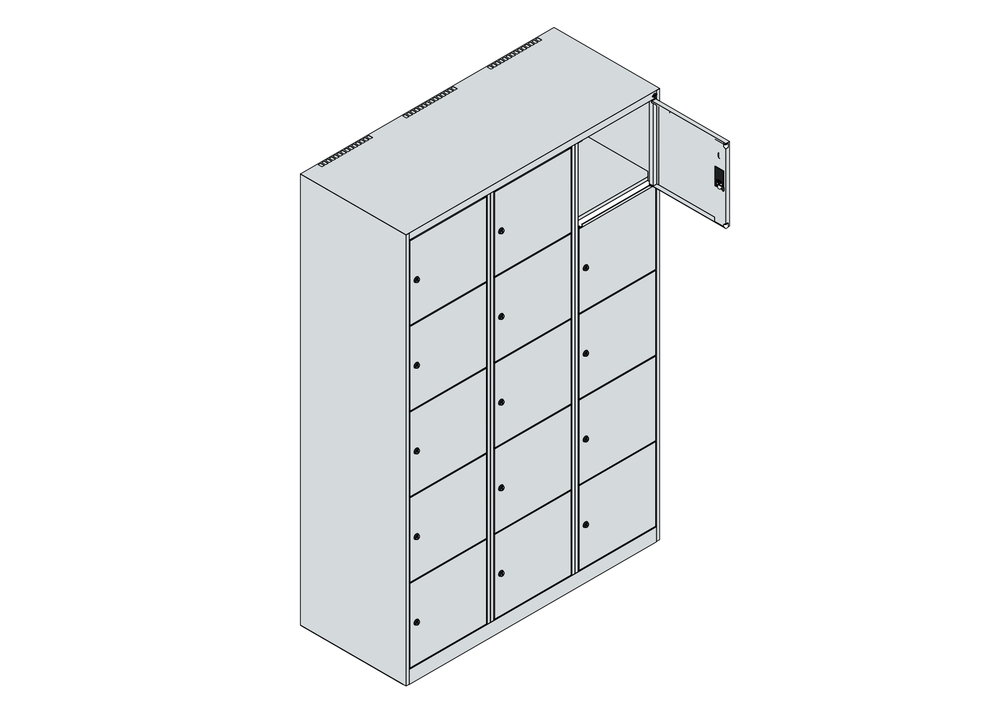 Arm. Cabo C+P con cassetta di sic., 5 scomparti sovrapposti, 1200x500x1850mm, grigio, a pavimento - 4