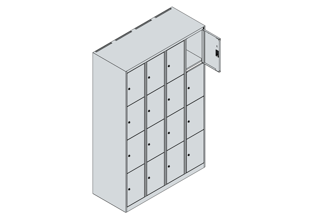 C+P garderobekast Cabo, 4 vakken boven elkaar, 1200 x 500 x 1850 mm, grijs, vloerstaand - 4