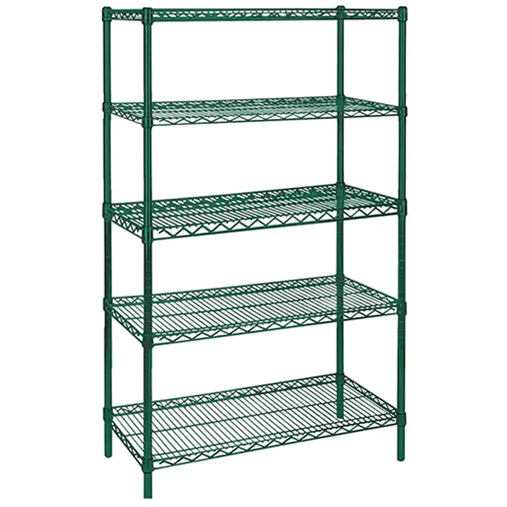 Heavy-Duty Green Epoxy Finish Wire Shelving, 5 Tiers, 60" W x 74" H x 24" - 1