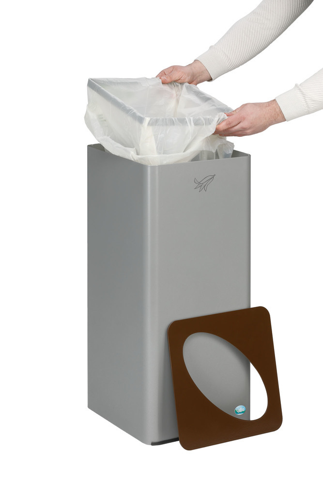 Organic waste bin in galvanised sheet steel, 81 litre capacity, brown lid with hole - 2