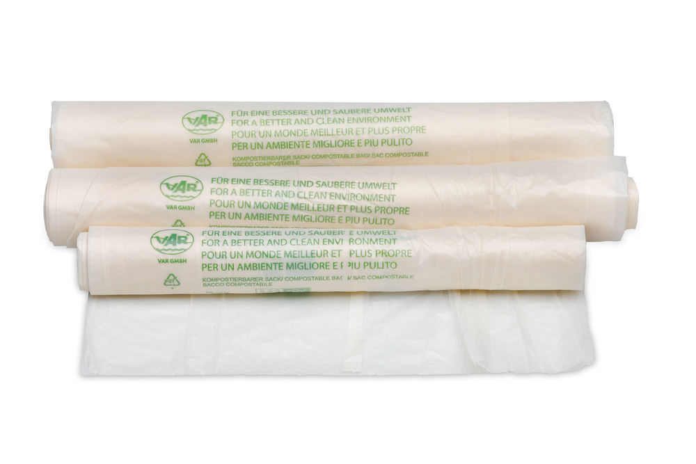 Bolsas compostables para residuos orgánicos, 120 litros de volumen, 200 uds., blanco natural - 2