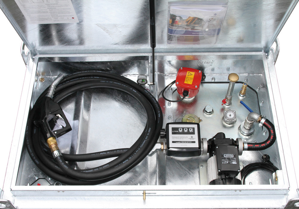 Mobile oil filling station KI-O, double-walled, 770 litres, with 230 V pump and accessories - 3
