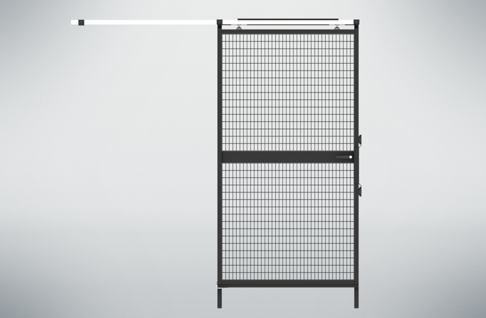 Maschinenschutzsystem, Schiebetür für Wandelement, schwarz - 1