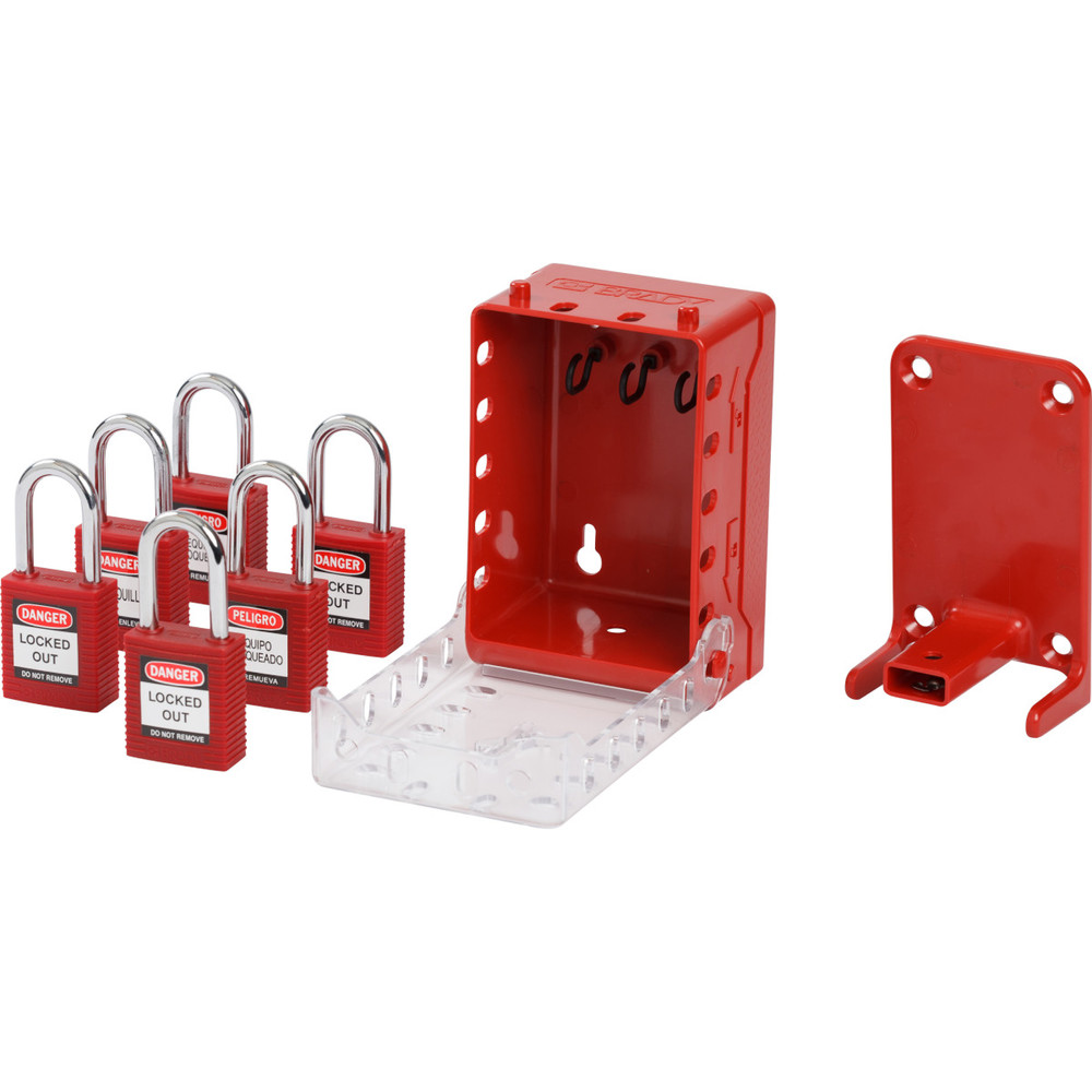 Boîte de verrouillage compacte, avec 6 cadenas de sécurité rouges Keyed-Alike - 1