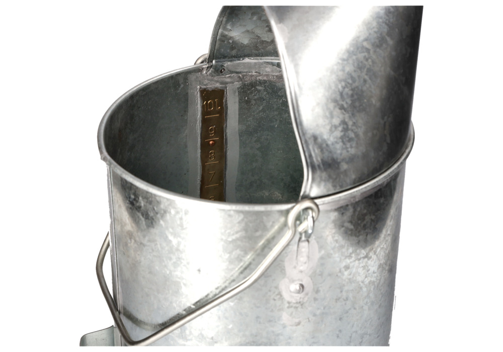 Cubo de medición en chapa de acero galvanizado con escala interior, volumen 10 litros - 10