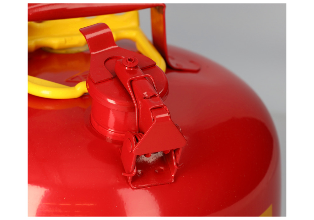 Veiligheidsverzamelbak van staal, met flexibele metalen slang, FM-getest, 8 liter inhoud, rood - 8