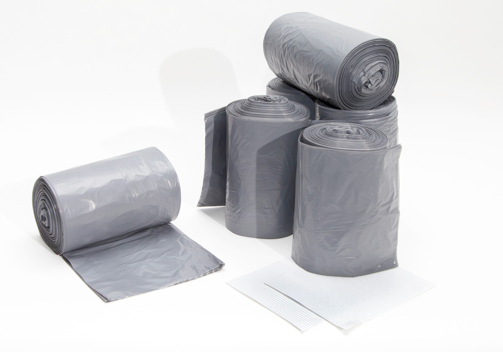 Søppelsekker i kunststoff, grå (250 stk./pakke) - 1