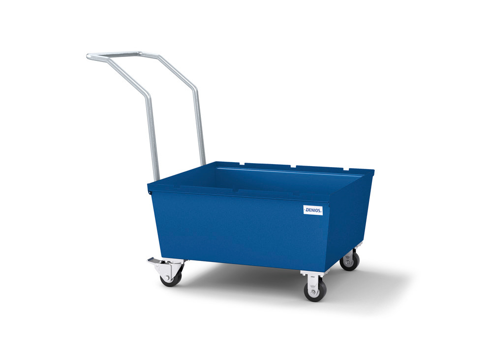 Spill Cart - 1 Drum Capacity - Painted Steel Construction - No Grating - Secure Storage - 1