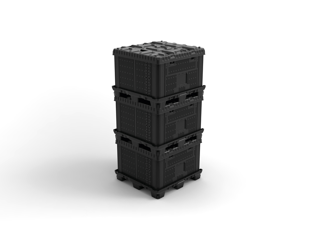 Lithium-Ionen-Akkufaltbox Flex, Kunststoff, 240 l, Recy, Füllmaterial Glasfaser Nadelmatten - 1
