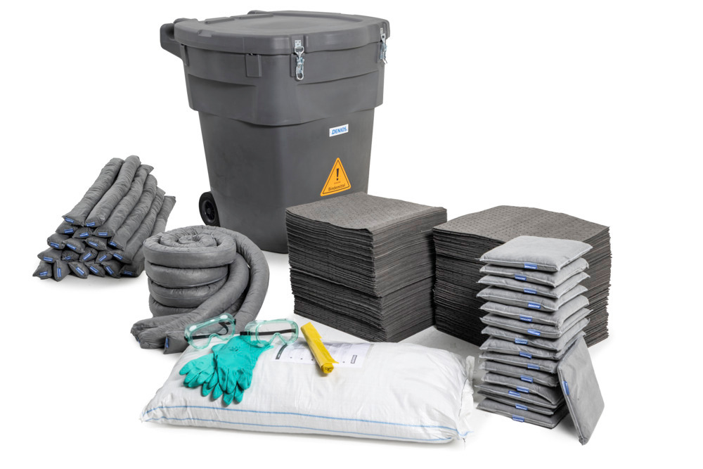 Kit antipollution mobile DENSORB, absorbants en fût de rangement gris XL, Universel - 12