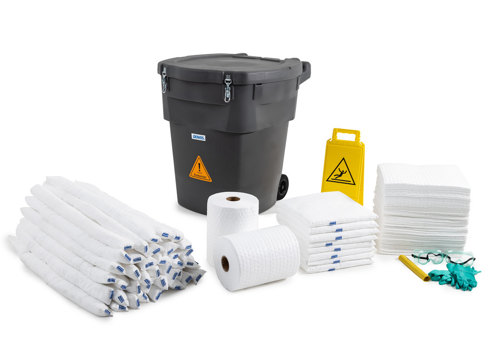 DENSORB mobile emergency set, absorbent materials in grey storage drum XL, Oil version - 14