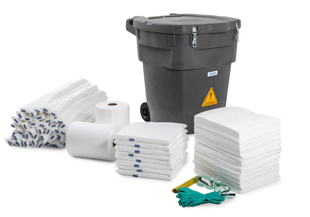 DENSORB mobile emergency set, absorbent materials in grey storage drum XL, Oil version - 1