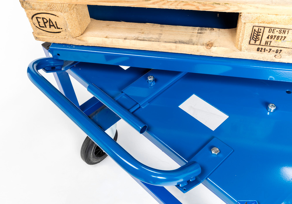 Kongamek trolley for pallets, with swivelling turntable, blue, 1338 x 810 x 152 mm - 4