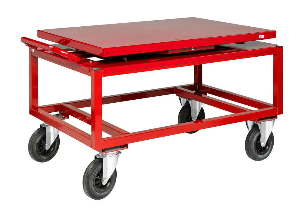 Kongamek trolley for pallets, with swivelling turntable, red, 1338 x 810 x 152 mm - 1