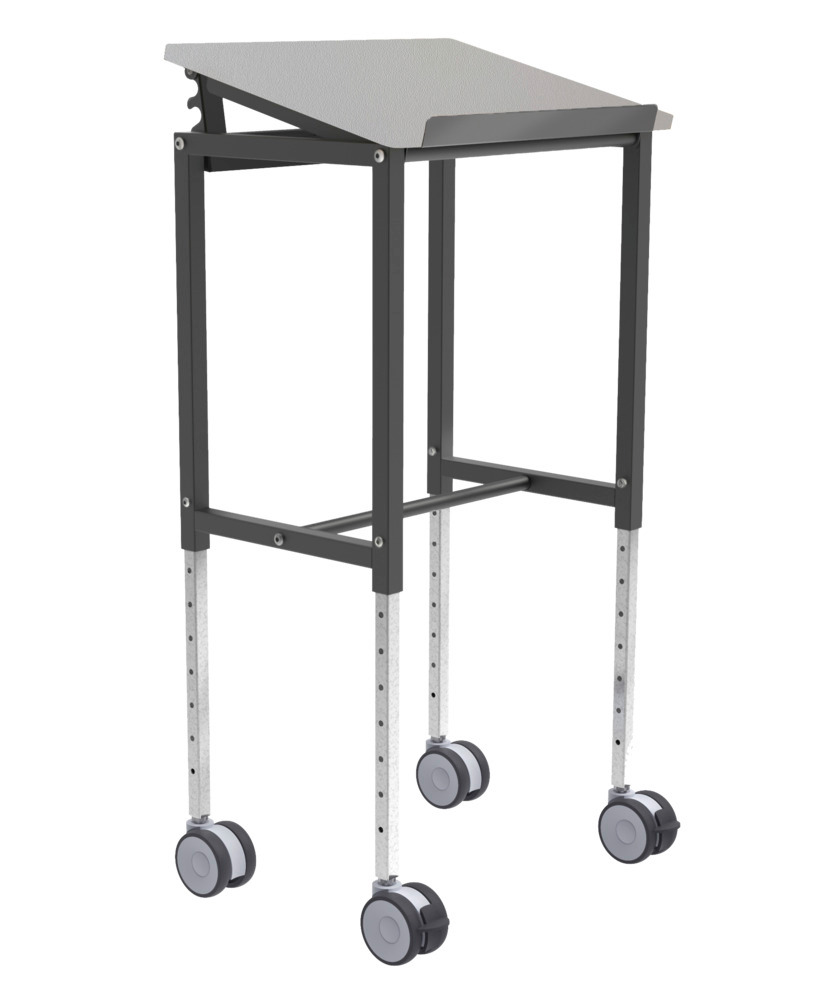 Kongamek workshop trolley Ergo, powder coated dark grey, height-adjustable 600 x 400 x 720 mm - 1