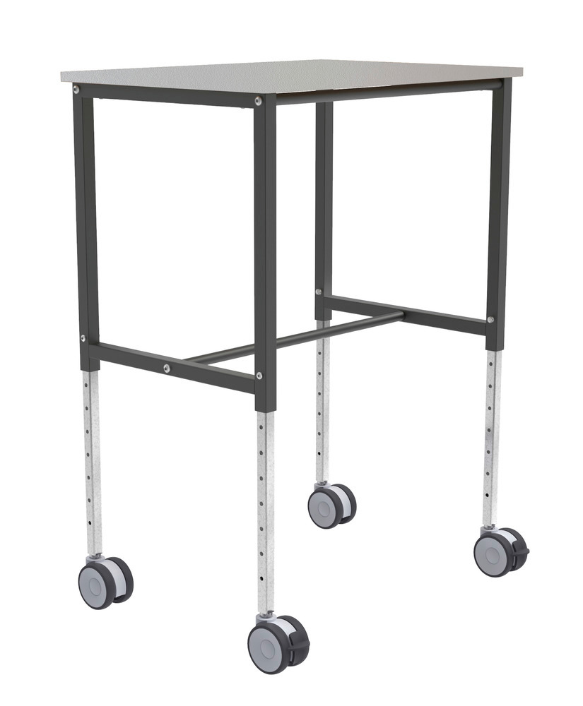 Kongamek workshop trolley Ergo, powder coated dark grey, height-adjustable 800 x 570 x 720 mm - 1