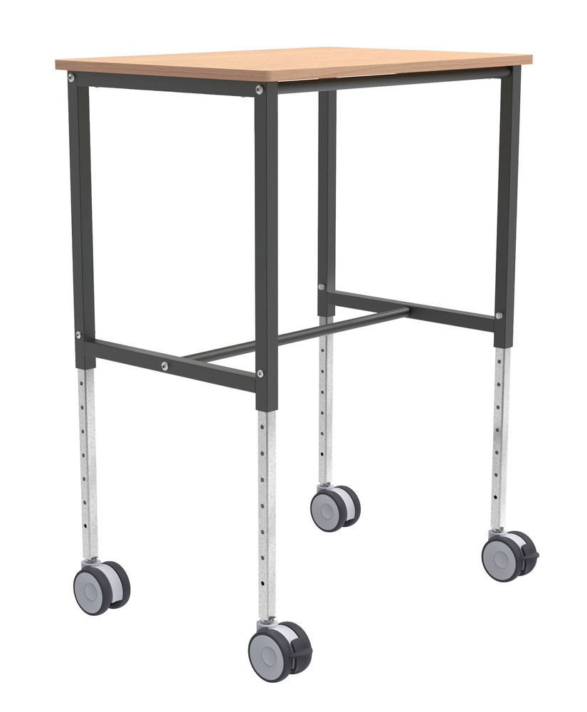 Kongamek workshop trolley Ergo, powder coated dark grey/beech, height-adjustable 800 x 570 x 720 mm - 1