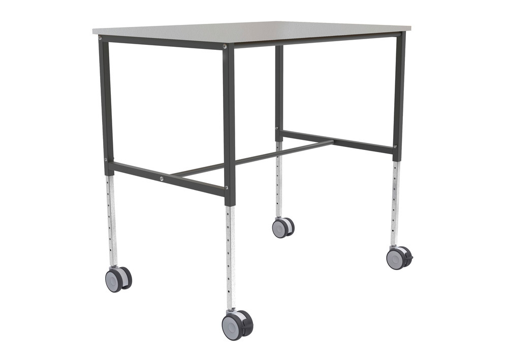 Kongamek workshop trolley Ergo, powder coated dark grey, height-adjustable 800 x 1140 x 720 mm - 1