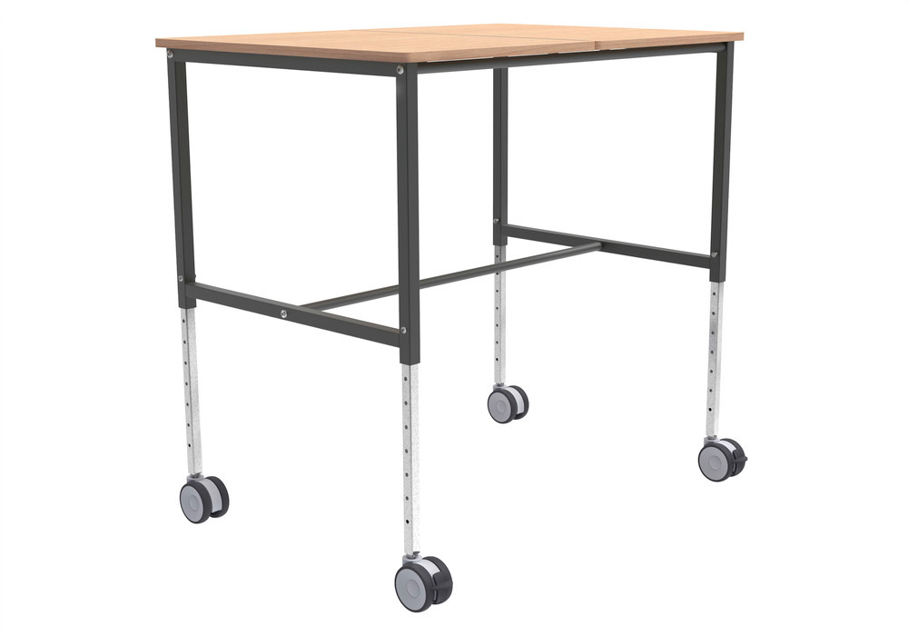 Kongamek workshop trolley Ergo, powder coated dark grey/beech, height-adjustable 800 x 1140 x 720 mm - 1