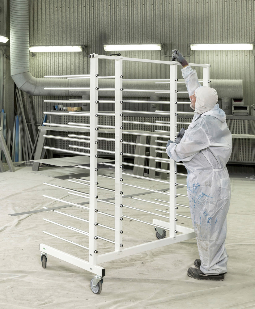 Kongamek drying trolley, powder coated, galv. support tubes, 1520 x 860 x 1960 mm, 4 swivel castors - 5