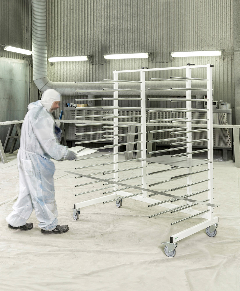 Kongamek drying trolley, powder coated, galv. support tubes, 1520 x 860 x 1960 mm, 4 swivel castors - 4