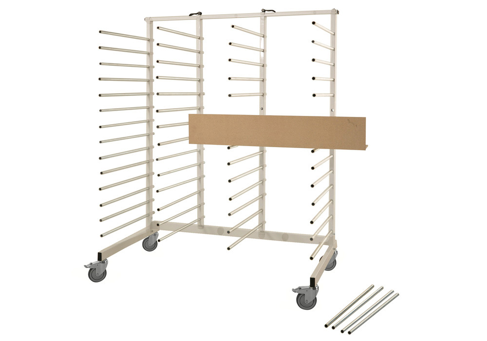 Kongamek drying trolley, powder coated, galv. support tubes, 1520 x 860 x 1960 mm, 4 swivel castors - 3