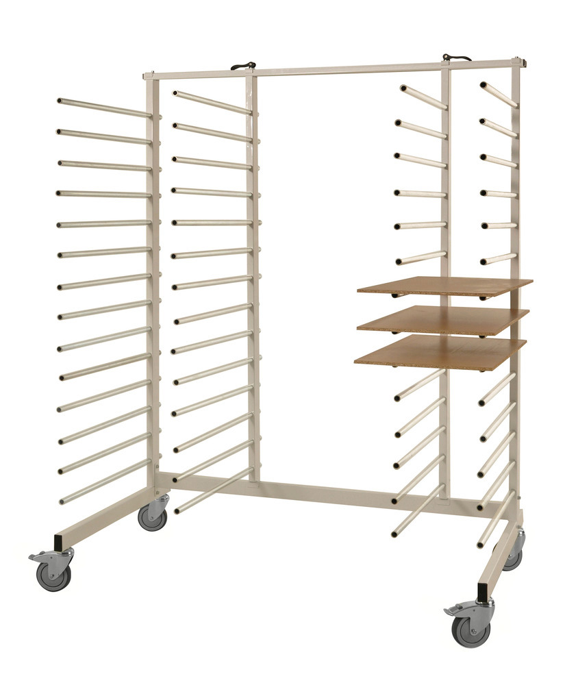 Kongamek drying trolley, powder coated, galv. support tubes, 1520 x 860 x 1960 mm, 4 swivel castors - 2