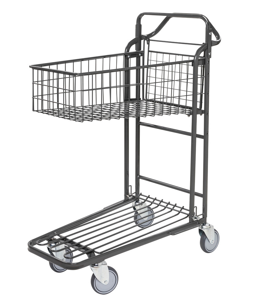 Kongamek Einkaufswagen Ergo, stapelbar, verzinkt, mit Korb und- Boden, 300 kg, 980 x 530 x 1210 mm - 1