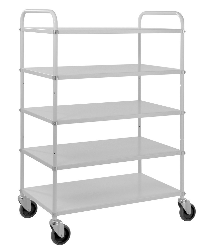 Kongamek tiered trolley, sustainable, with 5 metal shelves, 250 kg, 980 x 585 x 1445 mm, with brake - 1