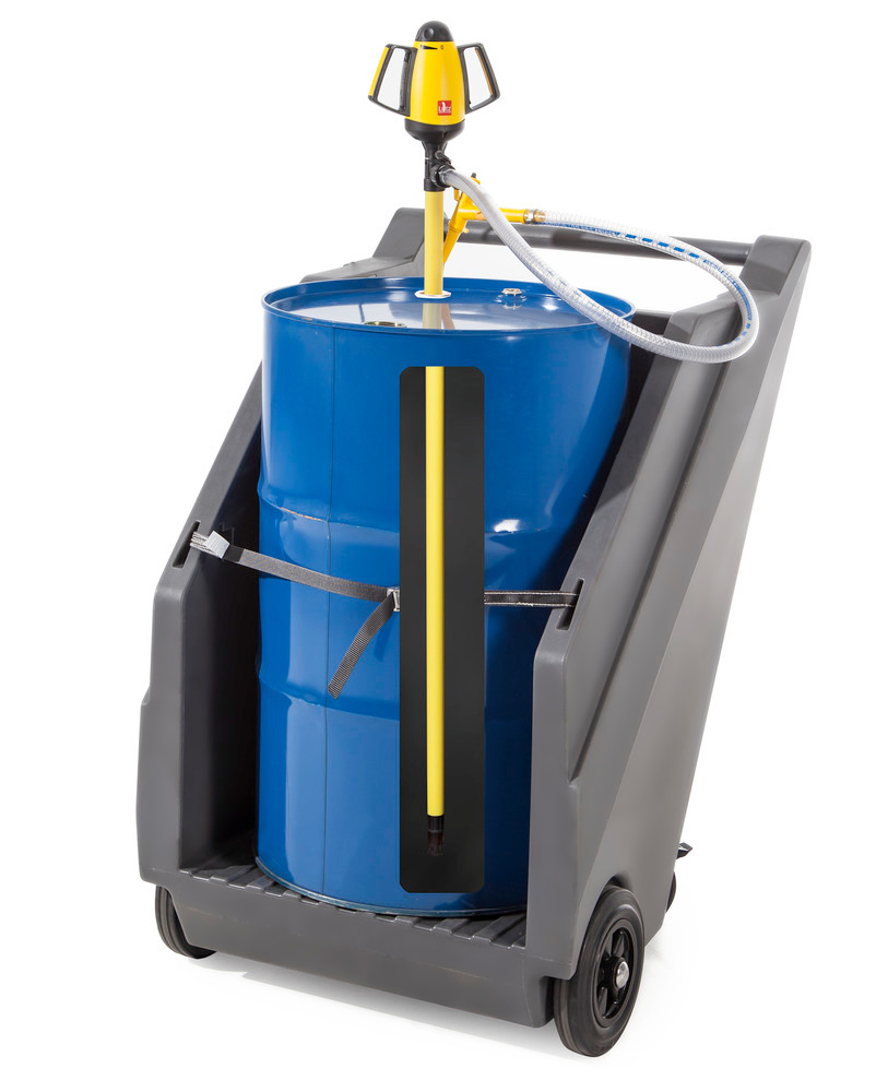Mobile pump system for acids / chemicals, with drum trolley in PE and electr. drum pump in PP - 5
