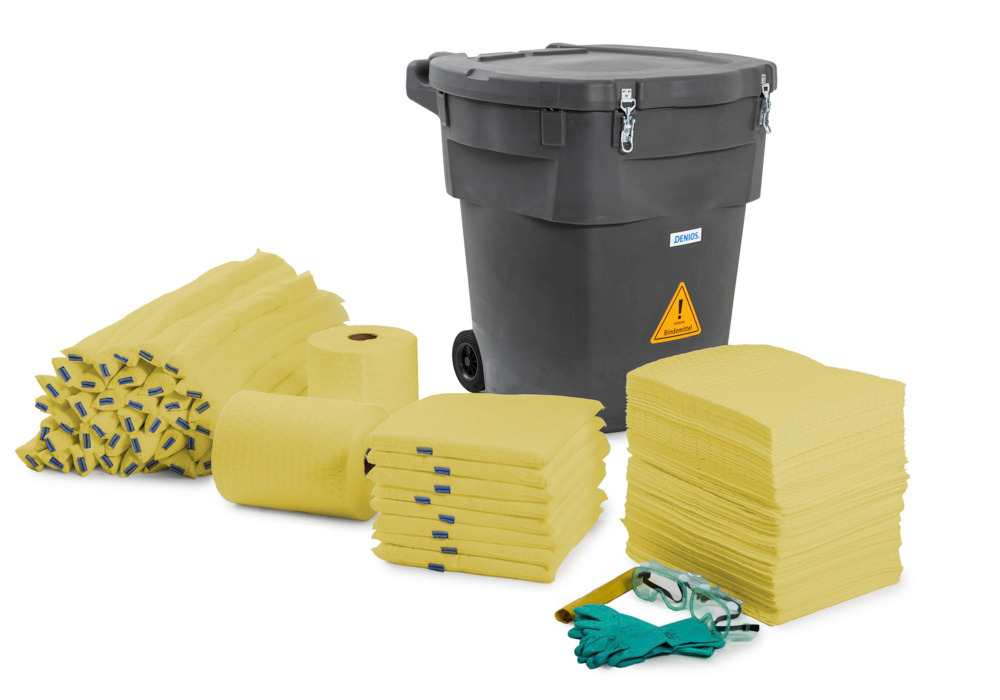 DENSORB mobile emergency set, absorbent materials in grey storage drum XL, Special version - 1