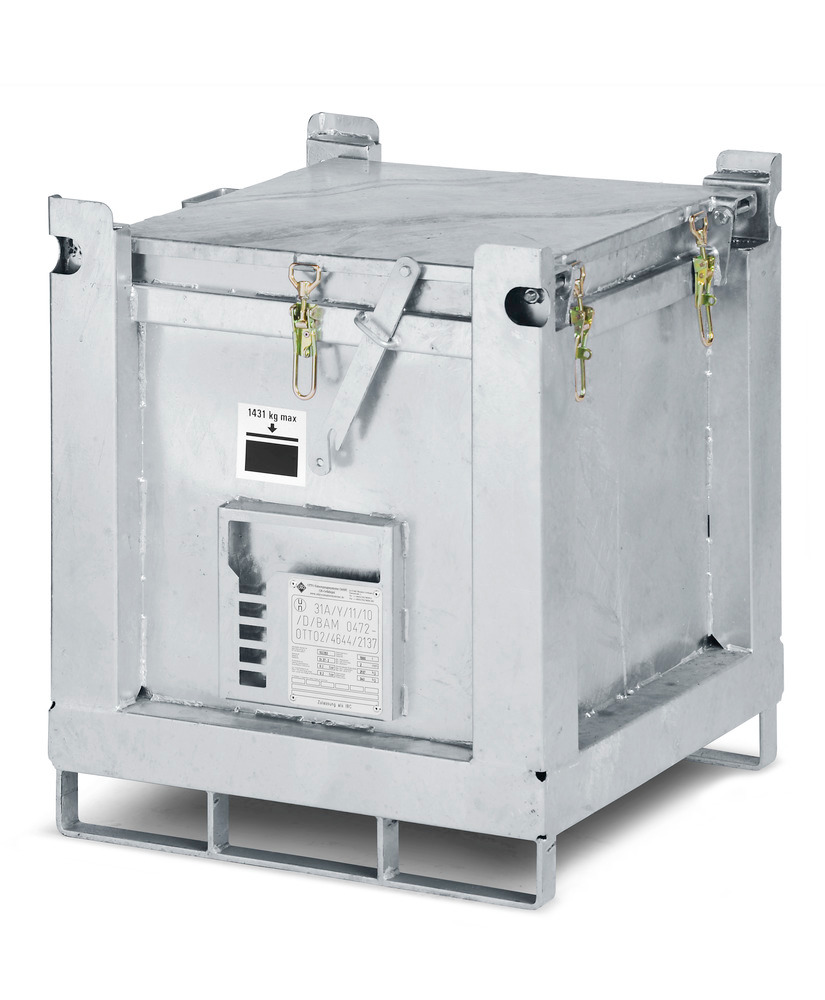 Contentor ASF para armazenamento e transporte, 240 litros de volume, galvanizado - 1