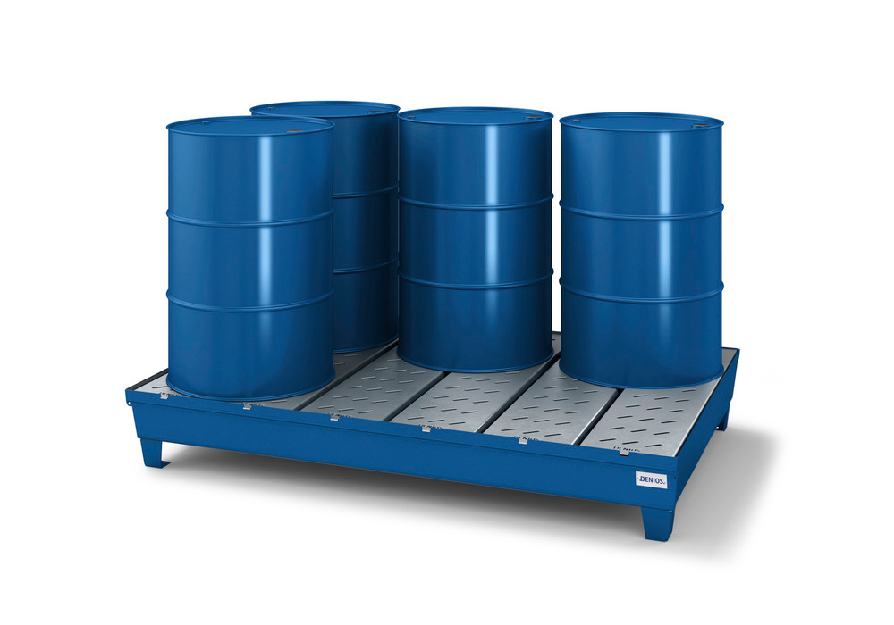 Spill Containment Pallet - 6 Drum Capacity - Removable Grating - Forklift Access - Painted Steel - 2