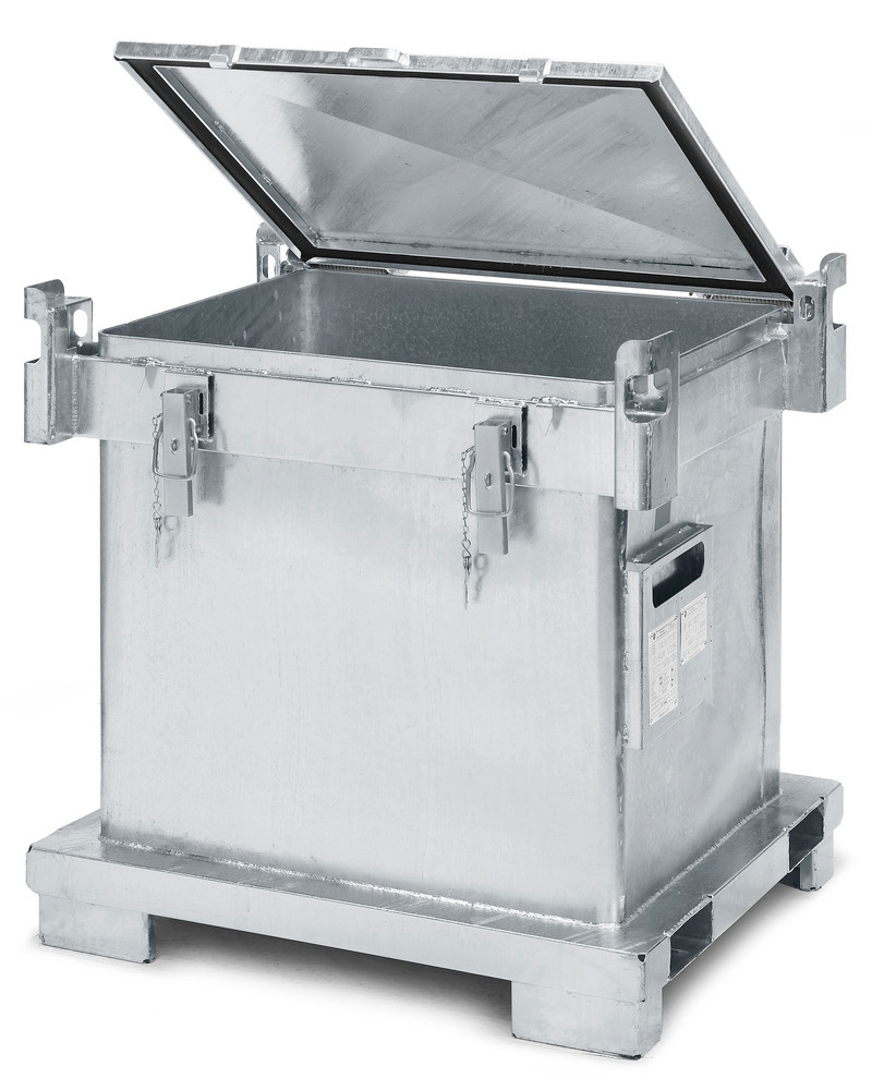 Depósito galvanizado a quente para recolha e transporte de materiais sólidos: ASP 600 litros - 1