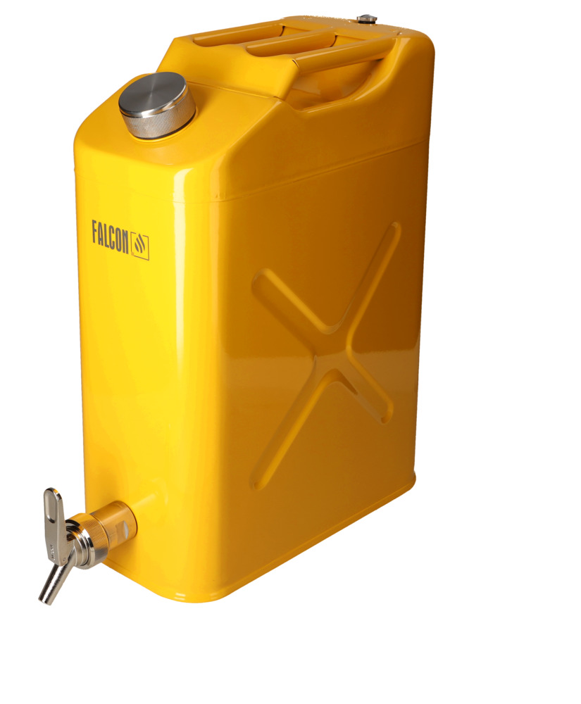 FALCON safety canister in steel, painted, with fine dosing tap, EPDM seals, 20 litres - 1